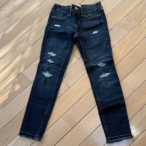 Like new - Abercrombie Kids Dark Blue Distressed Jeans